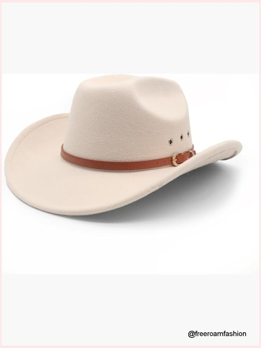 Wide Brim Felt Cowboy Hat with Belt Buckle - Classic Western Fedora